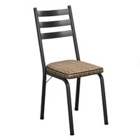 Cadeira Tubular Europa Preto Assento Rattan ARTEF