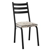 Cadeira Tubular Europa Preto Assento Madeira Cedro ARTEF