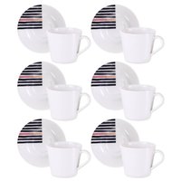 Jogo 6 Xícaras com Pires Chá Café 185ml Porcelana Tramontina Street Servir Mesa Posta