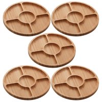 Kit 5 Petisqueiras de Bambu Redonda 5 Divisórias 25cm Lyor Round Aperitivos Tábua Servir Petiscos