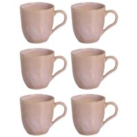 Jogo 6 Canecas Rosas 273ml Cerâmica Xícaras Chá Porto Brasil Litchi Degrade