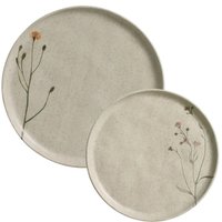 Conjunto Prato Raso 27cm e Sobremesa 21,5cm Porto Brasil Bio Stoneware Campestre Cinza