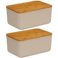 Kit 2 Porta Pães com Tampa Migalheira Bambu 33cm Empilhável Ou Cesto para Café da Manhã