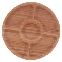 Jogo de 24 Tábuas Petisqueiras Bambu 5 Divisórias 25cm Lyor Round Servir Aperitivos Petiscos Bar