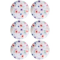 Jogo 6 Pratos de Sobremesa Porcelana Floral 21cm Tramontina Floratta Servir Doce Torta Padaria