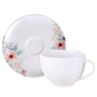 Jogo 12 Xícaras com Pires Café Chá em Porcelana Tramontina Floratta 250ml Servir Padaria Cafeteria