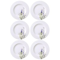 Jogo 6 Pratos Sobremesa 21cm em Porcelana Tramontina Pratinho Servir Doces Tortas Decorado Lilla