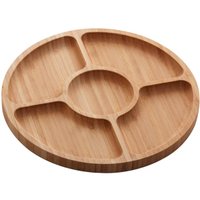 Jogo 10 Petisqueiras Bambu Redonda 25cm Lyor 5 Divisórias Tábua para Aperitivos Frios Restaurante Churrascaria