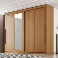 Guarda Roupas Casal 2 Portas de Correr com Espelho 100% MDF 6 Gavetas Firenze