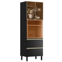 Paneleiro 2P Vidro 2G 219X70 cm MDF Proenca Nogueira Carbono Prime Demartez