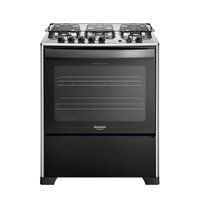 Fogão de 5 Bocas Dako Magister Grill Preto com Mesa Inox Bivolt Fogão de 5 Bocas Dako Magister Grill Preto com Mesa Inox Bivolt