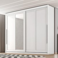 Guarda Roupas Casal 2 Portas de Correr com Espelho 100% MDF 6 Gavetas Branco - Firenze