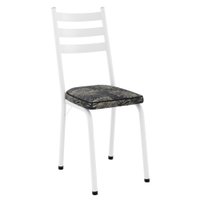 Cadeira Tubular Europa 118 Branco Assento Floral Dourado ARTEF