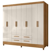Guarda Roupas Casal 8 Portas 4 Gavetas Montana - Madeirado/Off White