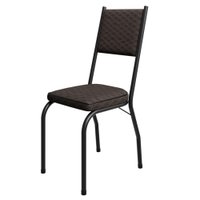 Cadeira Tubular Europa 258 Preto Assento Tecelão Cacau ARTEF