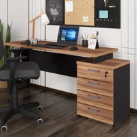 Escrivaninha Mesa Escritório Extensível 150cm 4 Gavetas Flex Multimóveis CR25325 Sevilha/Preto
