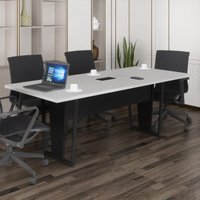Mesa de Escritório Reunião 200cm com Caixa de Tomadas Multimóveis CR25335 Cinza/Preto