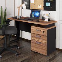 Escrivaninha Mesa Escritório 135cm 3 Gavetas Flex Multimóveis CR25321 Sevilha/Preto