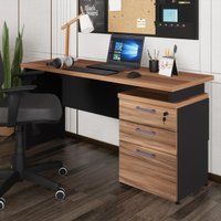 Escrivaninha Mesa Escritório 150cm 3 Gavetas Flex Multimóveis CR25316 Sevilha/Preto