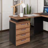 Gaveteiro de Escritório com Tampo Auxiliar 90cm com Chave 4 Gavetas Multimóveis CR25300 Sevilha/Preto