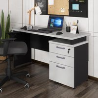 Escrivaninha Mesa Escritório 135cm 3 Gavetas Flex Multimóveis CR25313 Cinza/Preto