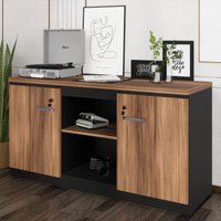 Balcão de Escritório 135cm 2 Portas com Chave Multimóveis CR25297 Sevilha/Preto