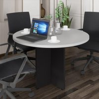 Mesa Escritório de Reunião 110cm Redonda Multimóveis CR25330 Cinza/Preto