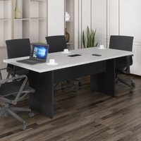 Mesa de Escritório Reunião 200cm com Caixa de Tomadas Multimóveis CR25334 Cinza/Preto