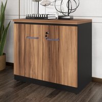 Balcão de Escritório 80cm 2 Portas com Chave Multimóveis CR25296 Sevilha/Preto