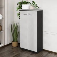 Armário de Escritório 80cm 2 Portas com Chave Multimóveis CR25294 Cinza/Preto