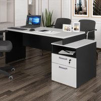 Escrivaninha Mesa de Escritório 172cm 2 Gavetas Flex Multimóveis CR25309 Cinza/Preto