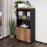 Armário de Escritório 80cm 2 Portas com Chave Multimóveis CR25298 Sevilha/Preto