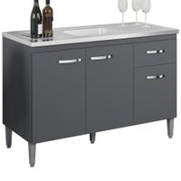 Balcao Para Pia Sem Tampo 118 cm Gabriela Cinza REAJL Móveis