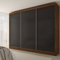 Guarda-Roupa Casal Europa 3 Portas 4 Gavetas 100% Mdf Castanho/Preto - Panorama Móveis
