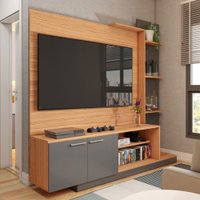 Estante para TV Até 55 Polegadas Castelar 2 Portas Cinamomo/Grafite - Panorama Móveis