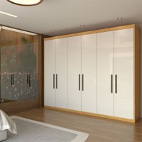 Guarda-Roupa Casal Closetto 6 Portas 4 Gavetas 100% Mdf Cinamon/Off-White - Panorama Móveis