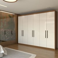 Guarda-Roupa Casal Closetto 6 Portas 4 Gavetas 100% Mdf Amêndola Touch/Off White - Panorama Móveis