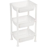 Fruteira de Chão Cozinha 3 Andares Plástico Branco Cesto