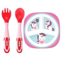 Kit Talheres Flexíveis e Prato Divertido Introdução Alimentar para Bebê Rosa Buba Kit Talheres Flexíveis e Prato Divertido Introdução Alimentar para Bebê Rosa Buba