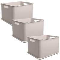 Conjunto 3 Cestas Organizadoras Com Tampa 23,9L Empilhável