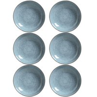Conjunto 6 Pratos Fundos Cerâmica 22,5cm Azul Bio Brezze 830