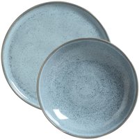Conjunto Prato Raso 27cm e Fundo 830ml Cerâmica Azul Bio Bre