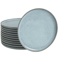 Jogo 12 Pratos Cerâmica Azul Rasos 27cm Porto Brasil Bio Bre