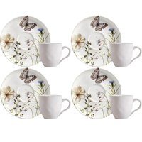 Jogo 4 Xícaras com Píres Cerâmica Porto Brasil 170ml Bio Enc