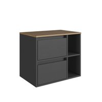 Gabinete de Banheiro Suspenso 60cm com 2 Nichos 1 Porta Basc - Preto