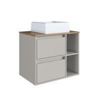 Gabinete de Banheiro Suspenso 60cm com 2 Nichos 1 Porta Basc - Cinza