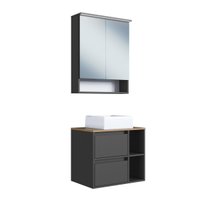Conjunto para Banheiro Gabinete Suspenso 60cm com Cuba Espel - Preto