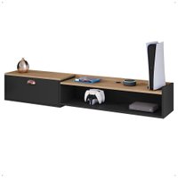 Rack Suspenso Supremo Home TV Smart 55 Pol Porta Basculante Nicho Decoração Sala Quarto - Preto/Hanover - Lojas RPM