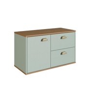Gabinete De Banheiro 80Cm Lívia 100% Mdf Com 1 Porta E 2Gavetas Freijo/Moscatal Sem Cuba