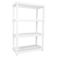 Estante Modular 4 Prateleiras Suporta 200kg Branca Ordene Organizador Plástico 42x86x138cm